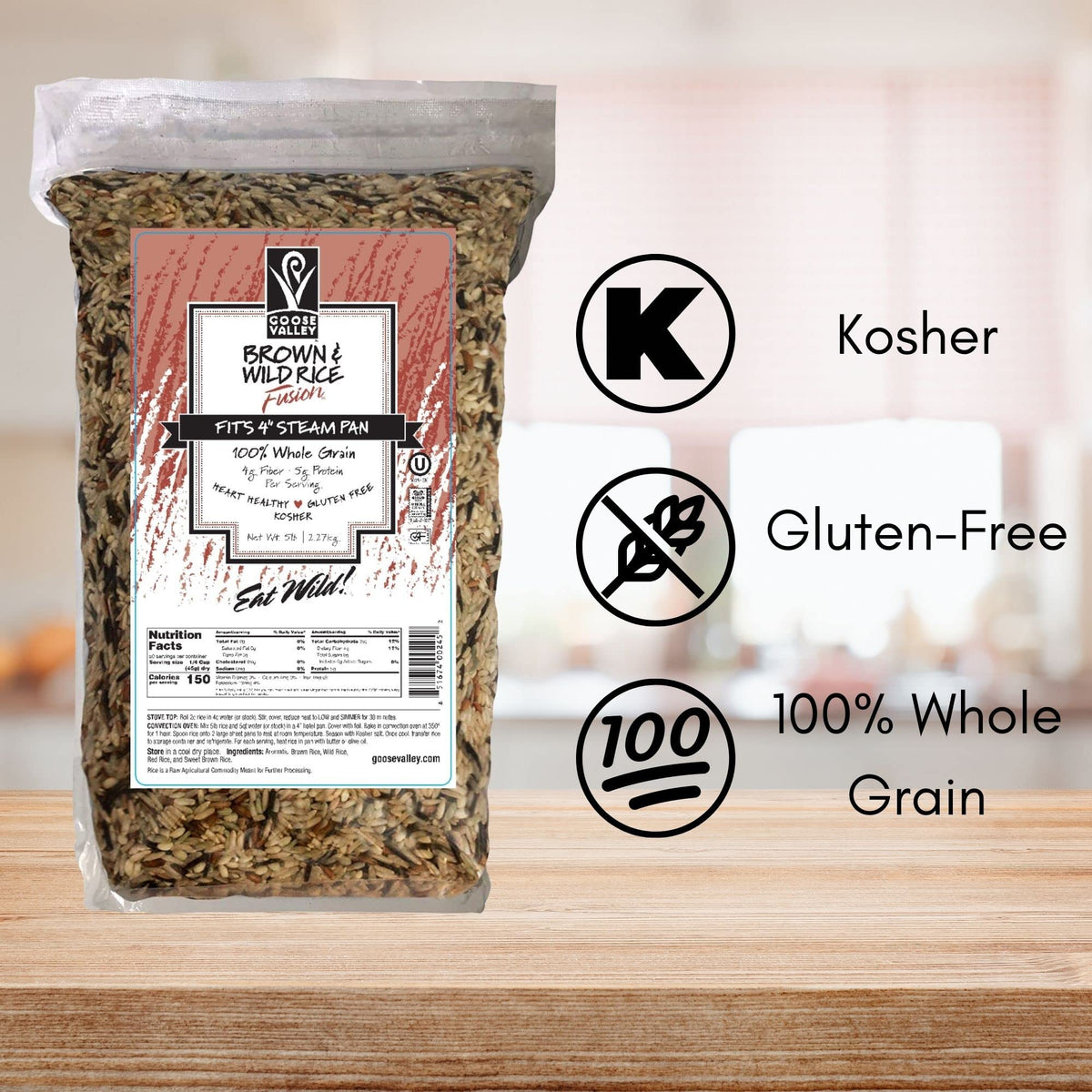 Goose Valley Brown & Wild Rice Fusion – 5 lb California Grown Whole Grain Blend