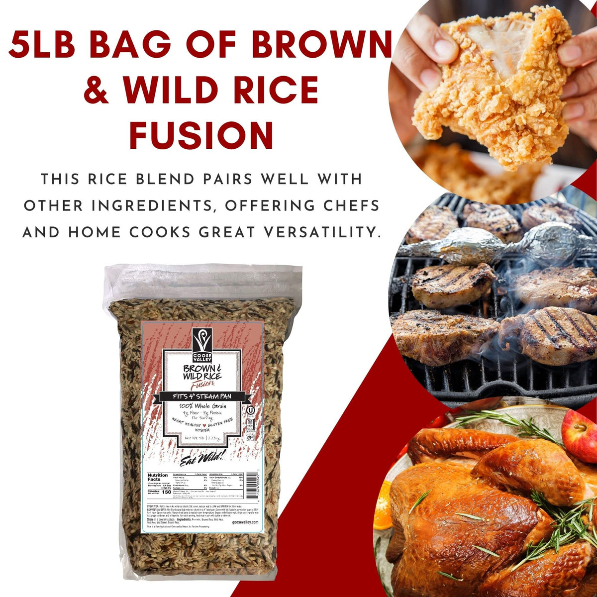 Goose Valley Brown & Wild Rice Fusion – 5 lb California Grown Whole Grain Blend