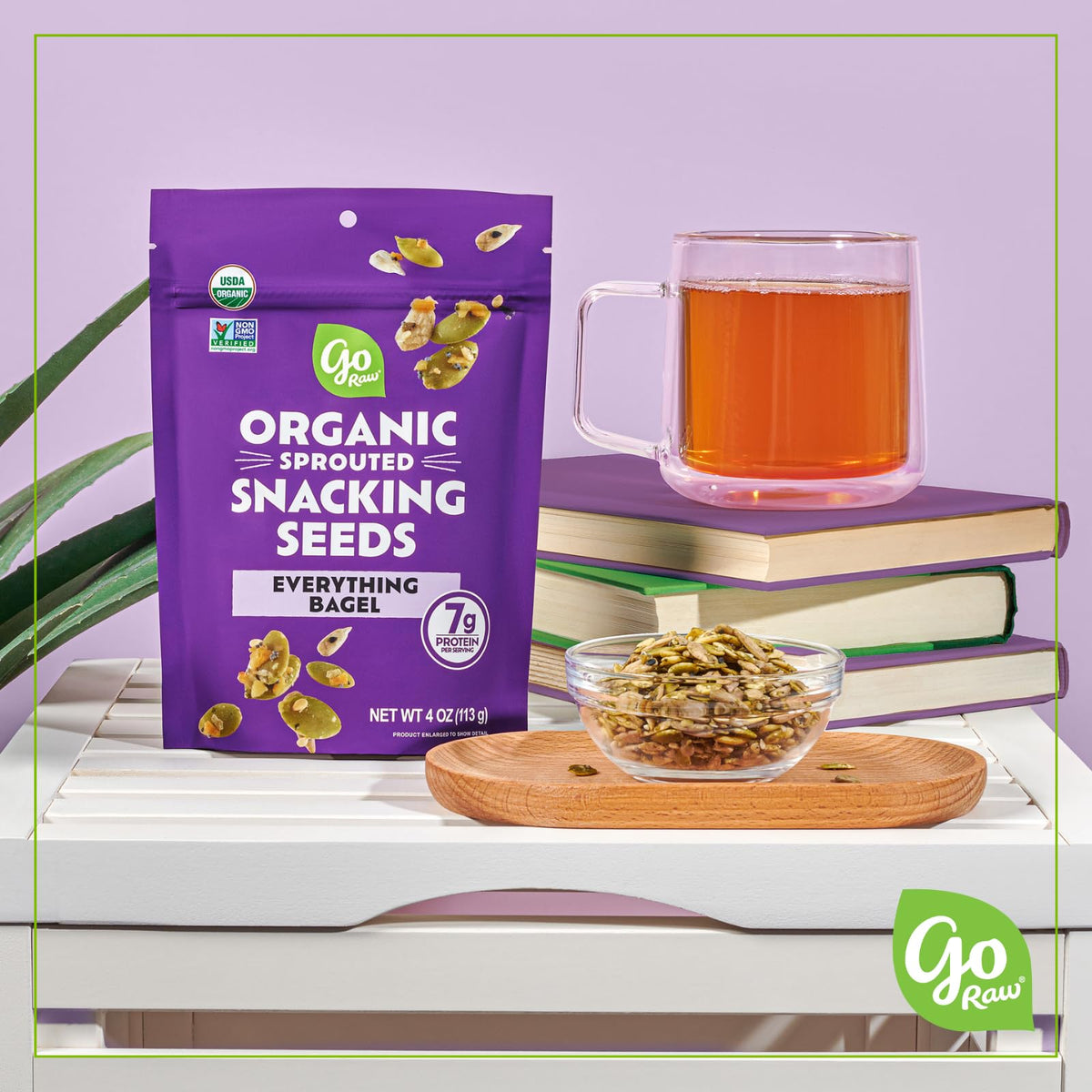 Go Raw Organic Sprouted Everything Bagel Snacking Seeds – 6 Pack (4 oz each) with Pumpkin & Sunflower Seeds