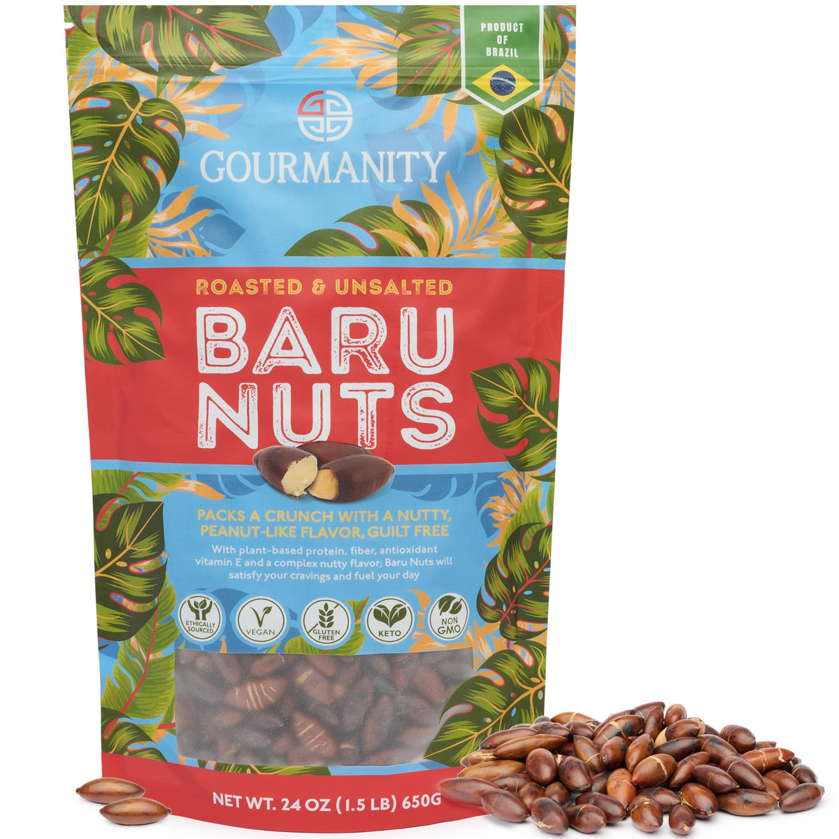 Gourmanity Brazilian Baru Nuts – Roasted & Unsalted, High Protein, Omega 6 & 9