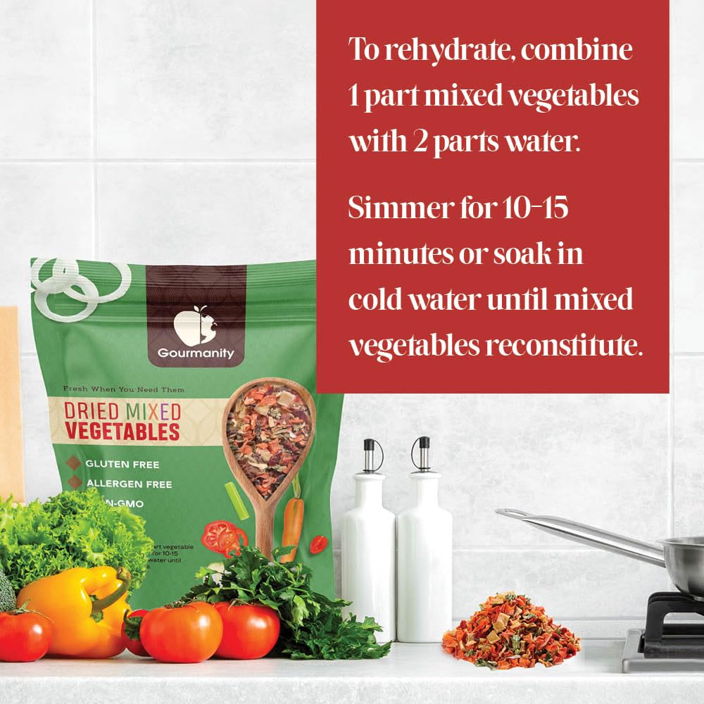 Gourmanity 2lb Tasty Vegetable Soup Blend | Dehydrated Vegetables for Ramen, Stews & Pantry