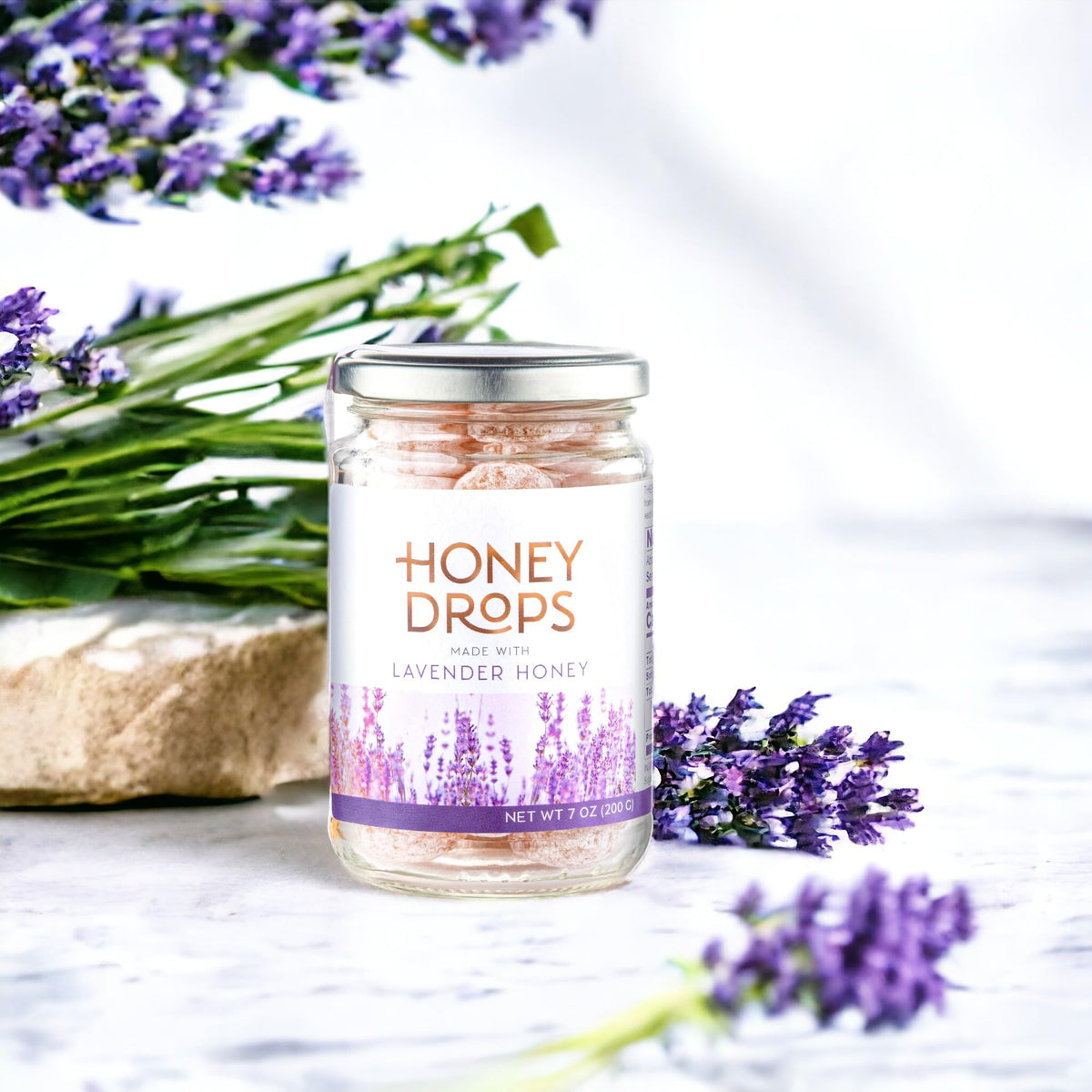 Gourmanity Lavender Honey Drops – Provence Artisan Candy, 2x7oz Jar Pack