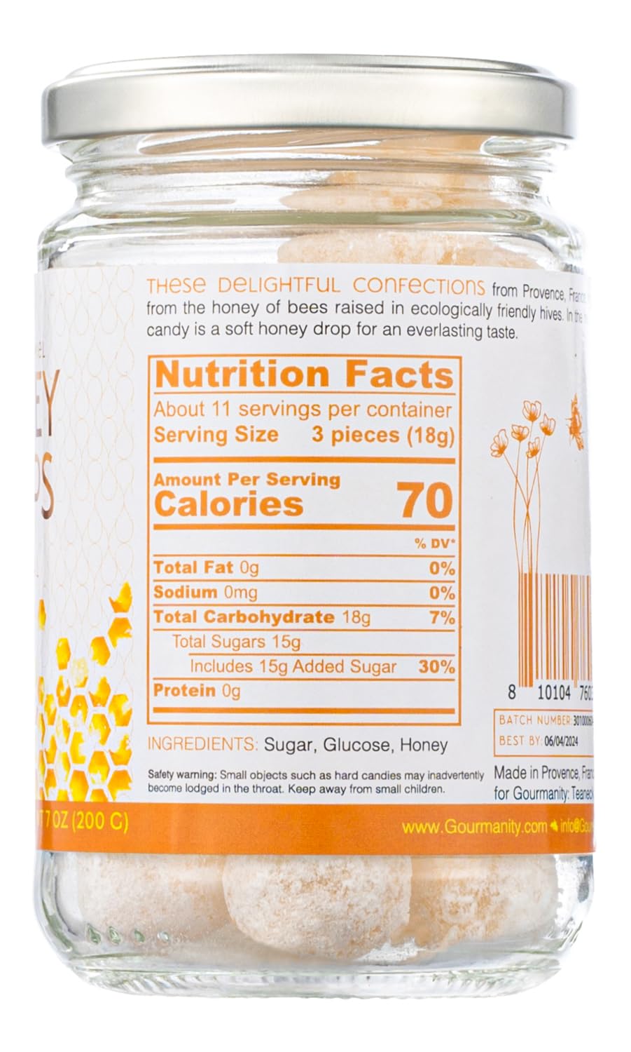 Gourmanity Honey Drops: Hard Honey Candy with Surprise Filling, Made in Provence (2 Pack)