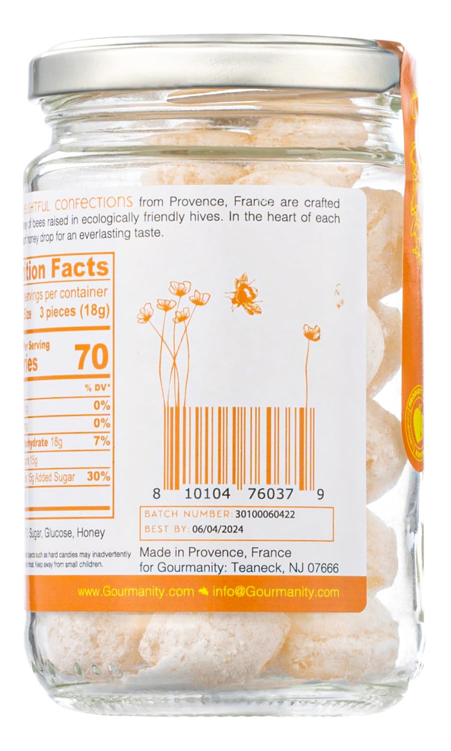 Gourmanity Honey Drops: Hard Honey Candy with Surprise Filling, Made in Provence (2 Pack)