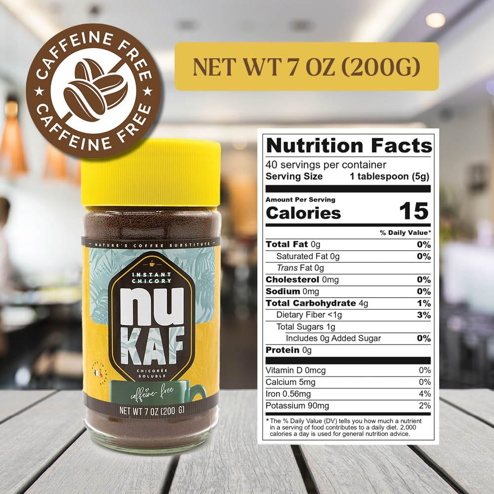 nuKAF by Gourmanity – Instant Chicory Coffee Alternative, 2-Pack 7oz Jars