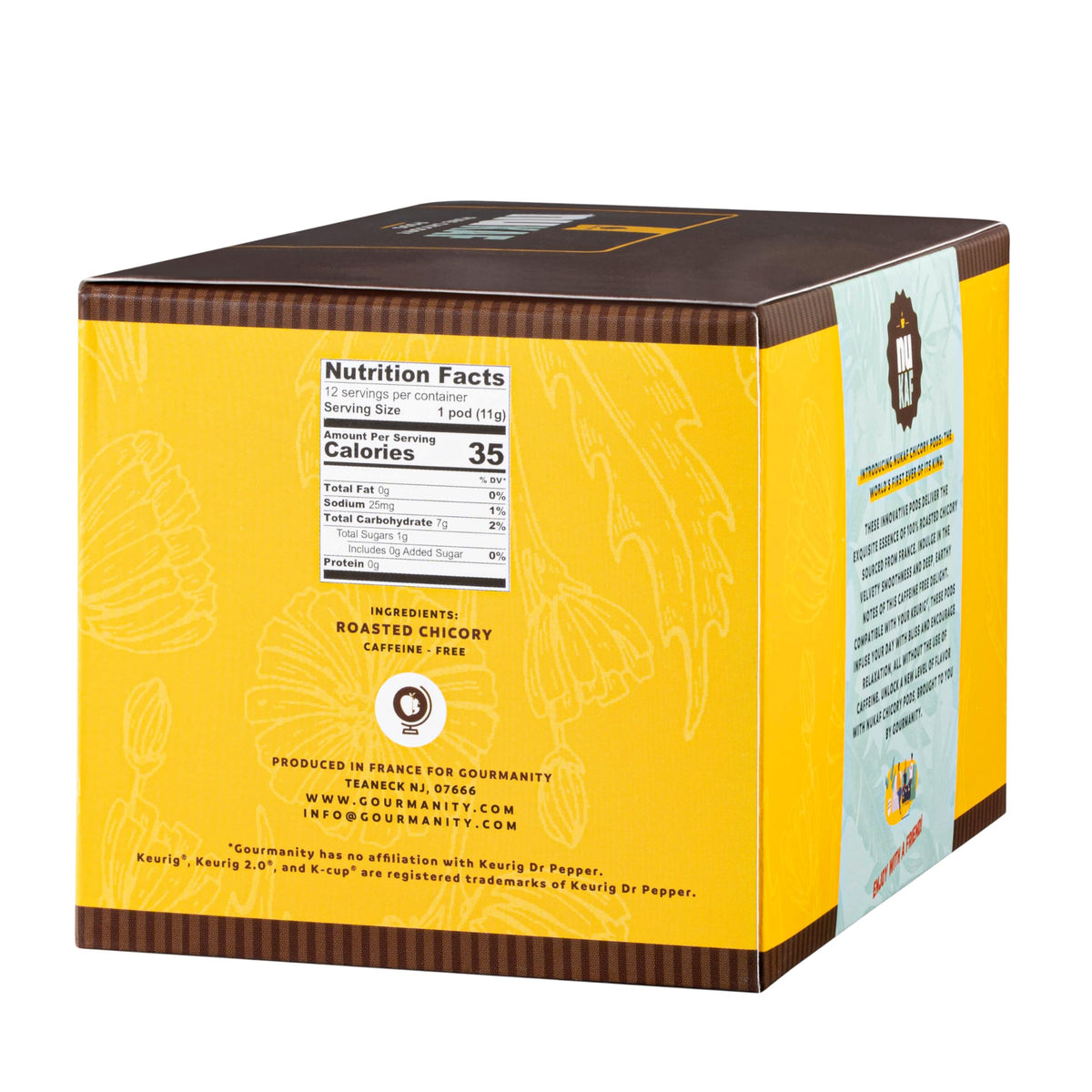 nuKAF Chicory Coffee K-Cups – 100% Caffeine Free, All Natural Keurig Pods by Gourmanity (36 pods)