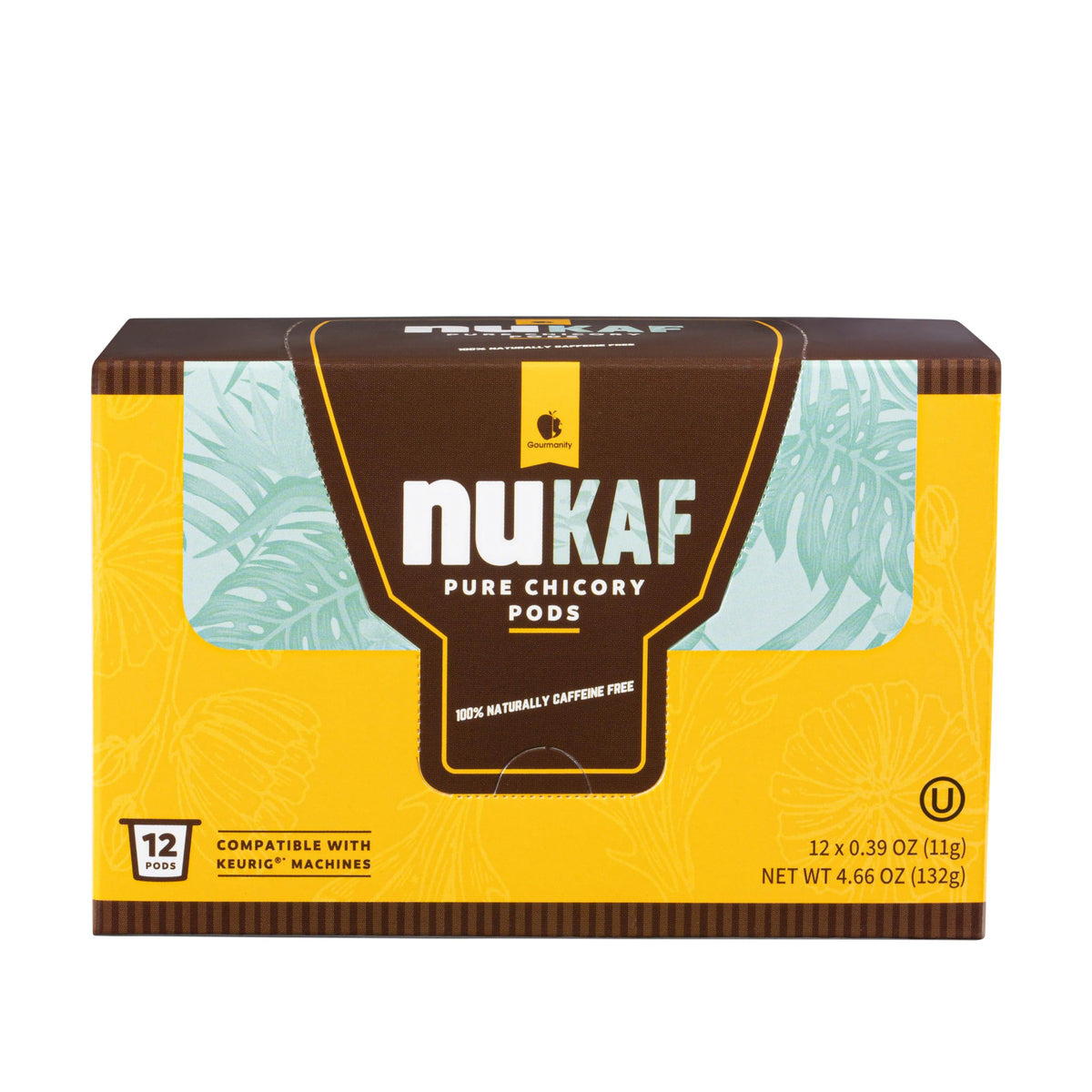 nuKAF Chicory Coffee K-Cups – 100% Caffeine Free, All Natural Keurig Pods by Gourmanity (36 pods)