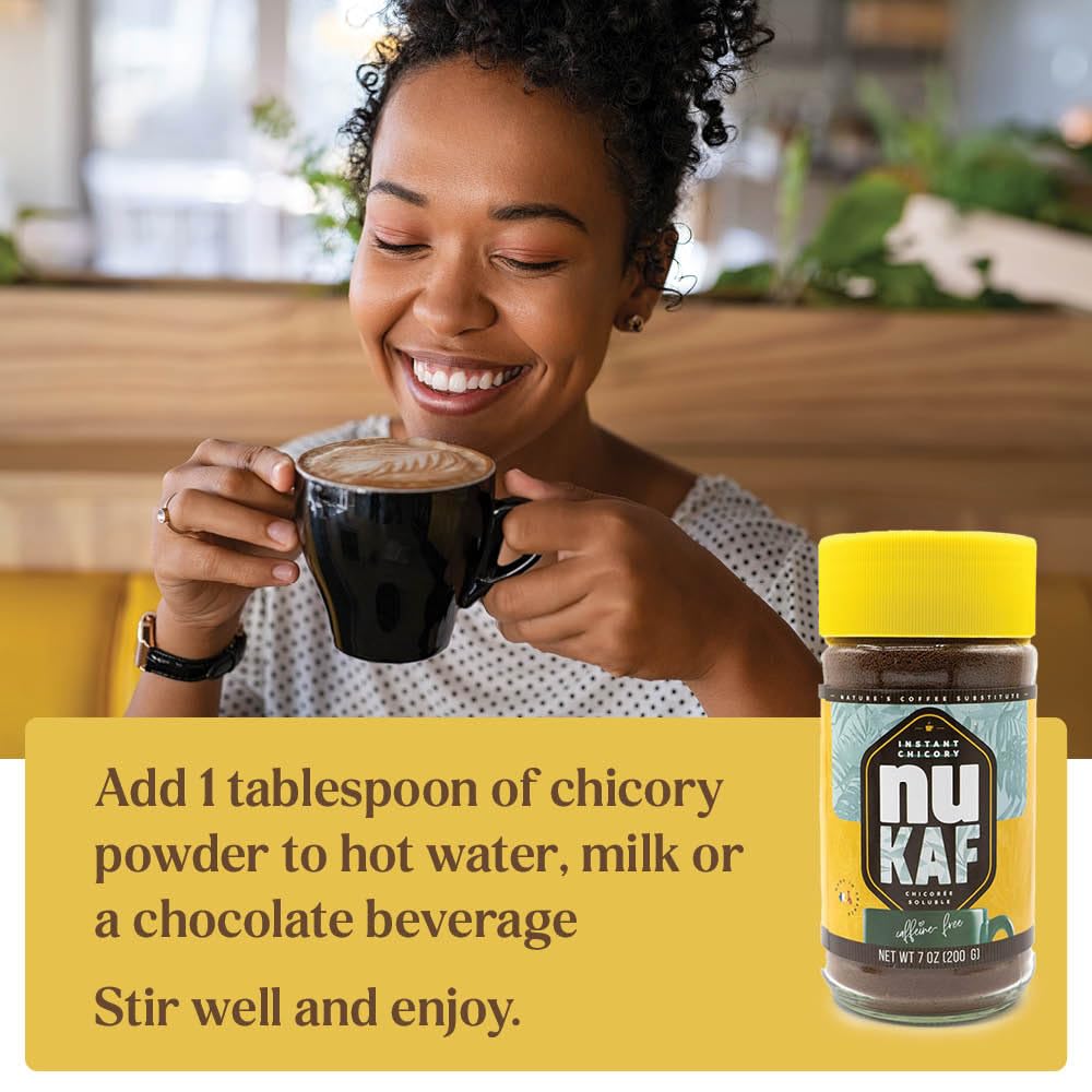 nuKAF by Gourmanity – Instant Chicory Coffee Alternative, 2-Pack 7oz Jars