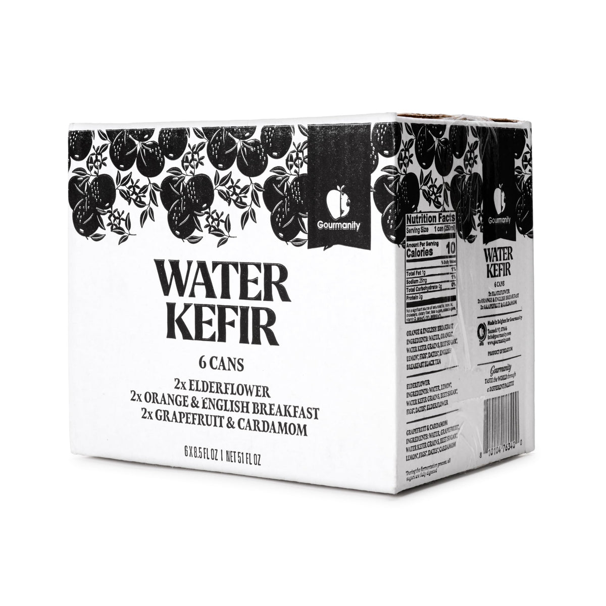 Gourmanity Water Kefir: Zero Sugar Probiotic Drink, Shelf-Stable 6-Pack