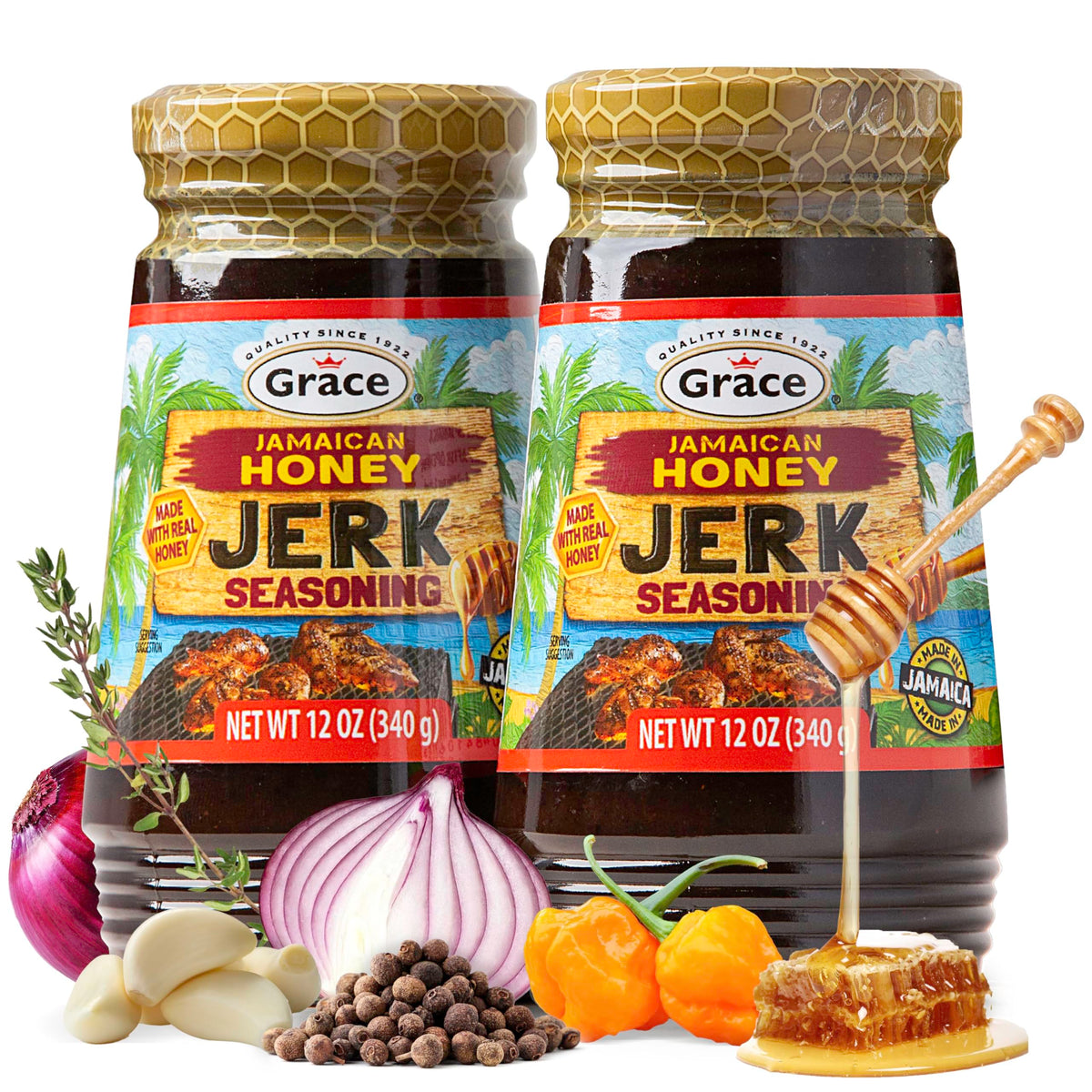 Grace Jamaican Honey Jerk Seasoning – 2x12oz Jars | Caribbean Spice for Chicken & Oxtail