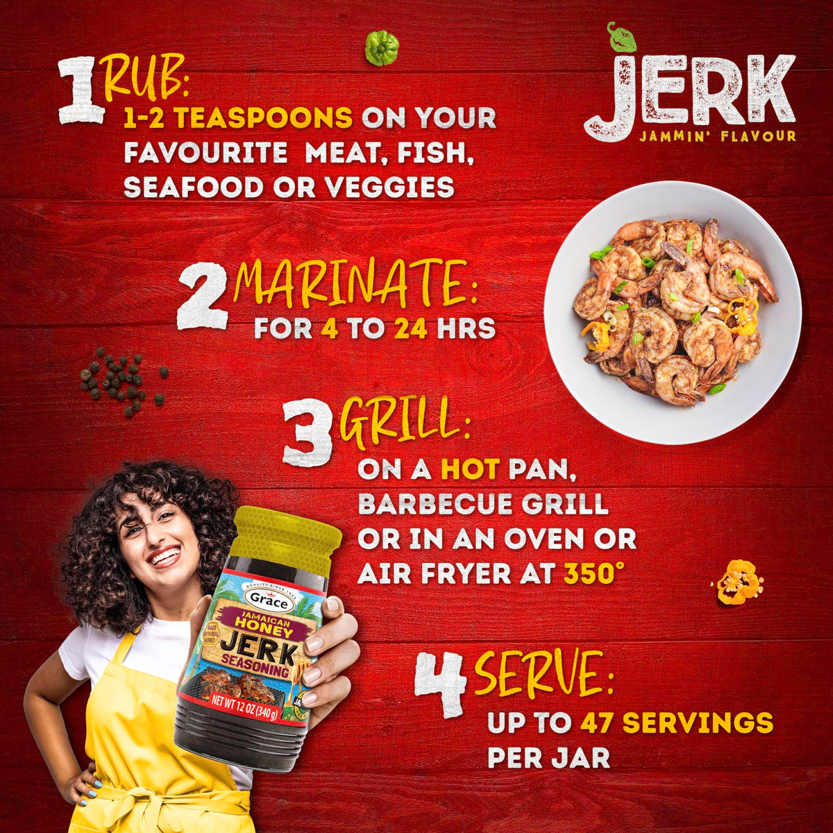 Grace Jamaican Honey Jerk Seasoning – 2x12oz Jars | Caribbean Spice for Chicken & Oxtail