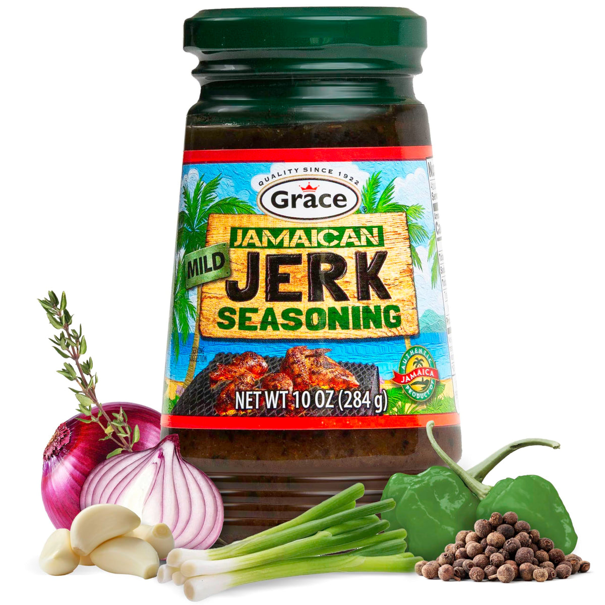 Grace Jamaican Mild Jerk Seasoning - 2 x 10oz Jars | Mild Caribbean Jerk for Chicken & Oxtail