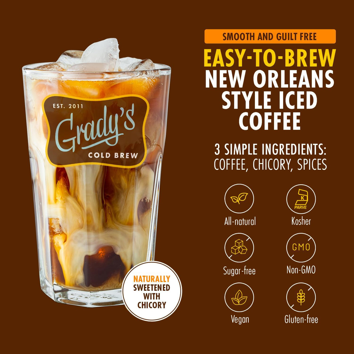 Grady's Cold Brew New Orleans Style Coffee & Chicory Pouches — 24 Drinks (Two Boxes)