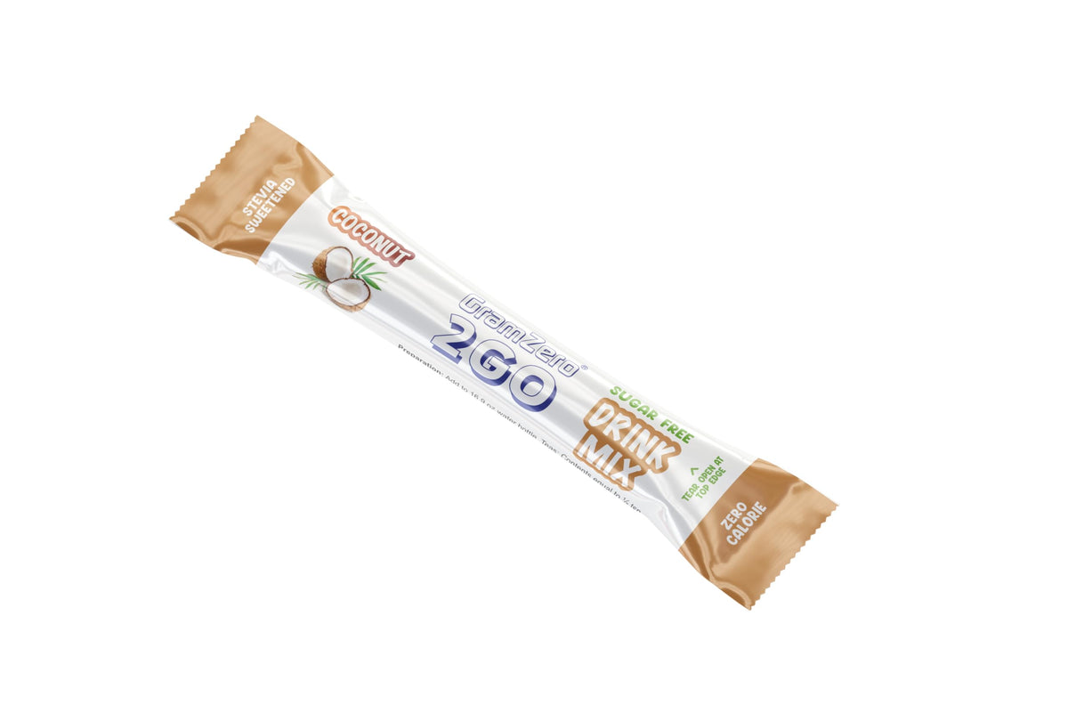 GramZero 2GO Sticks – Coconut Zero Calorie Sugar Free Drink Mix with Stevia