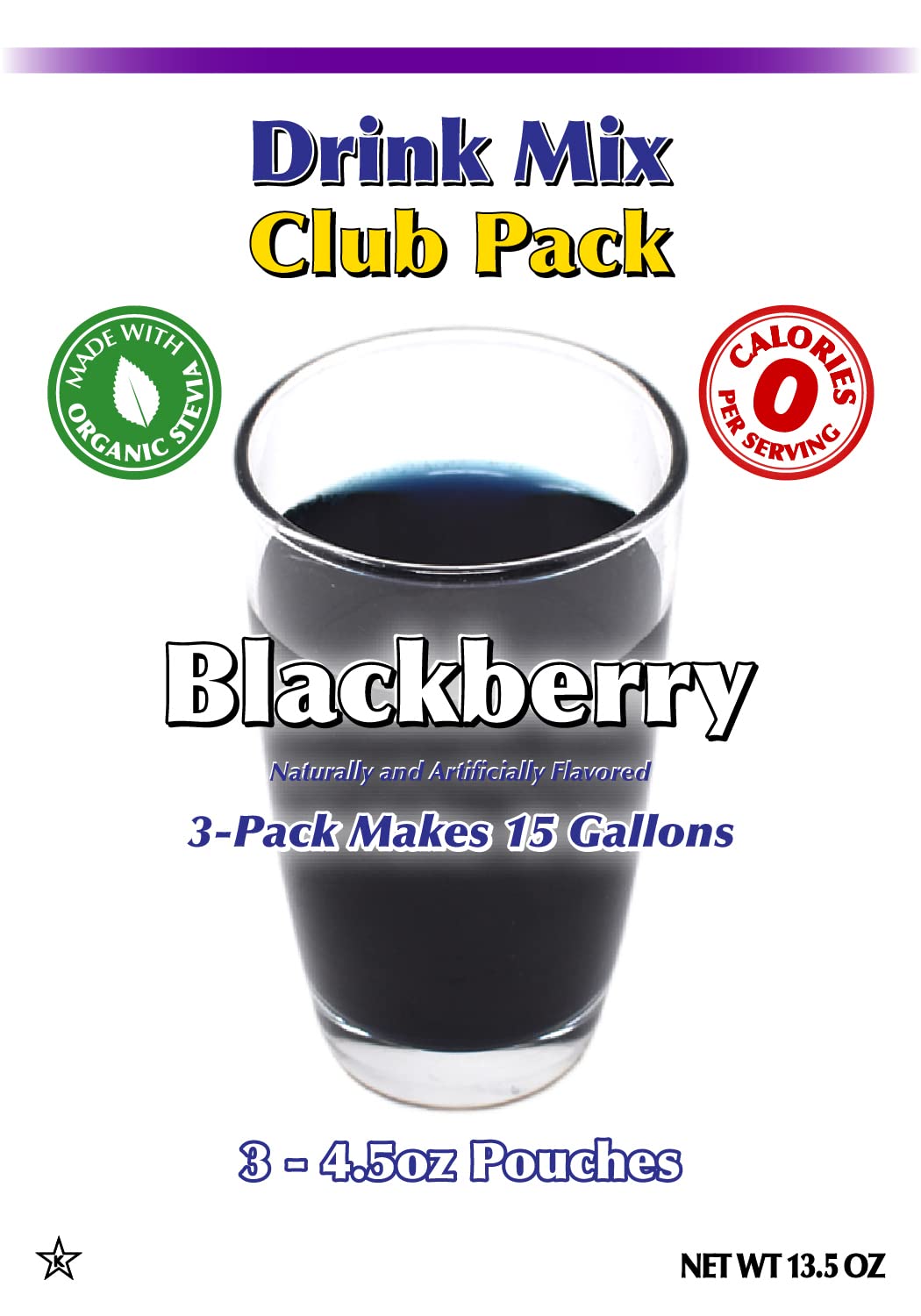 GramZero Blackberry Zero Calorie Sugar Free Drink Mix – Keto, Stevia-Sweetened