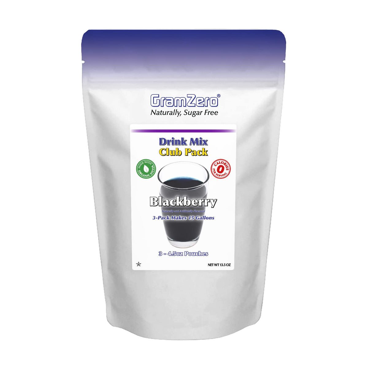 GramZero Blackberry Zero Calorie Sugar Free Drink Mix – Keto, Stevia-Sweetened