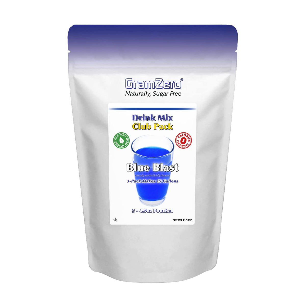 GramZero Blue Blast: Zero Calorie Sugar Free Drink Mix | Keto Friendly & Stevia Sweetened