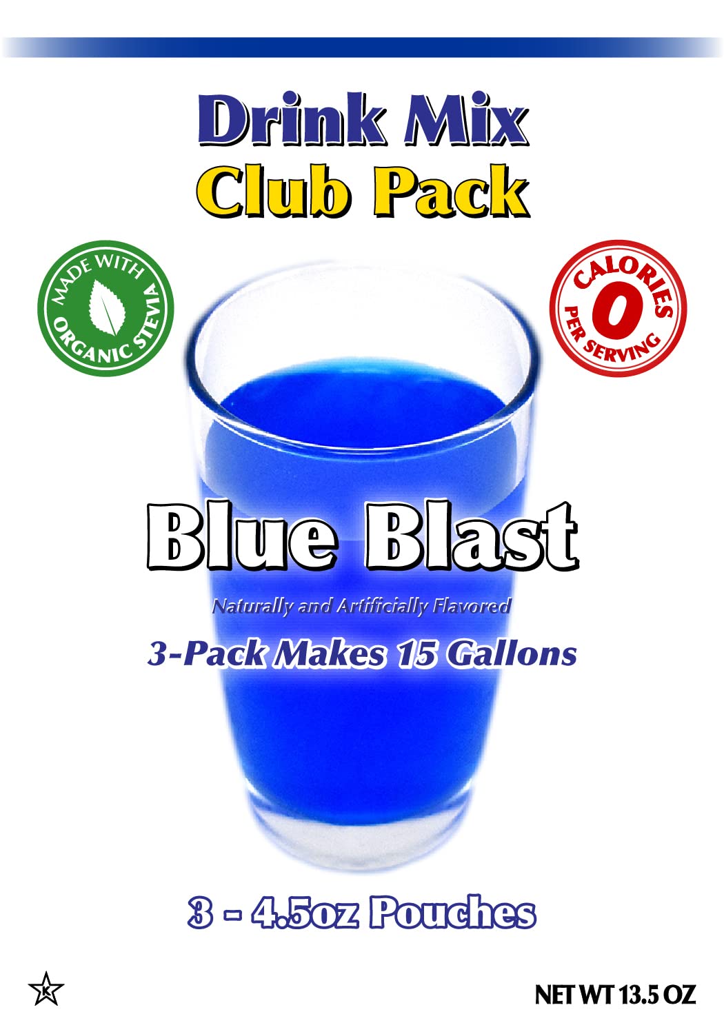 GramZero Blue Blast: Zero Calorie Sugar Free Drink Mix | Keto Friendly & Stevia Sweetened