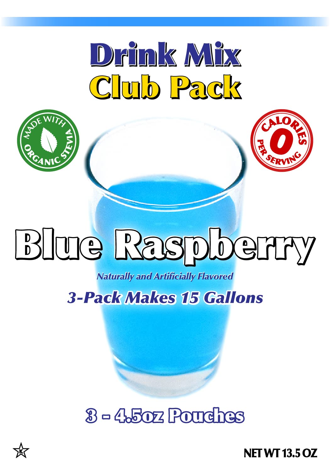 GramZero Blue Raspberry Zero Calorie Drink Mix – Keto Friendly, Sugar Free & Stevia Sweetened