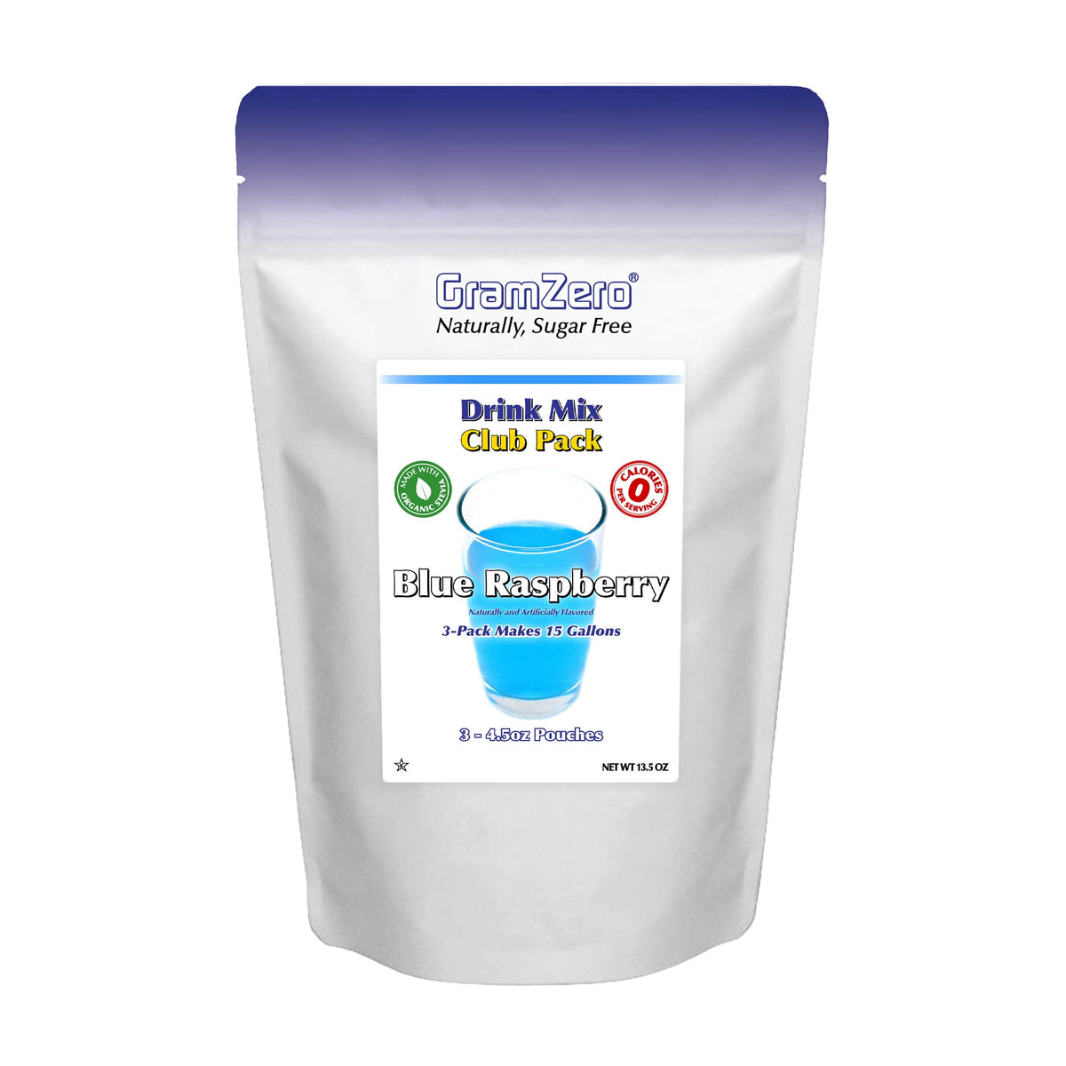 GramZero Blue Raspberry Zero Calorie Drink Mix – Keto Friendly, Sugar Free & Stevia Sweetened