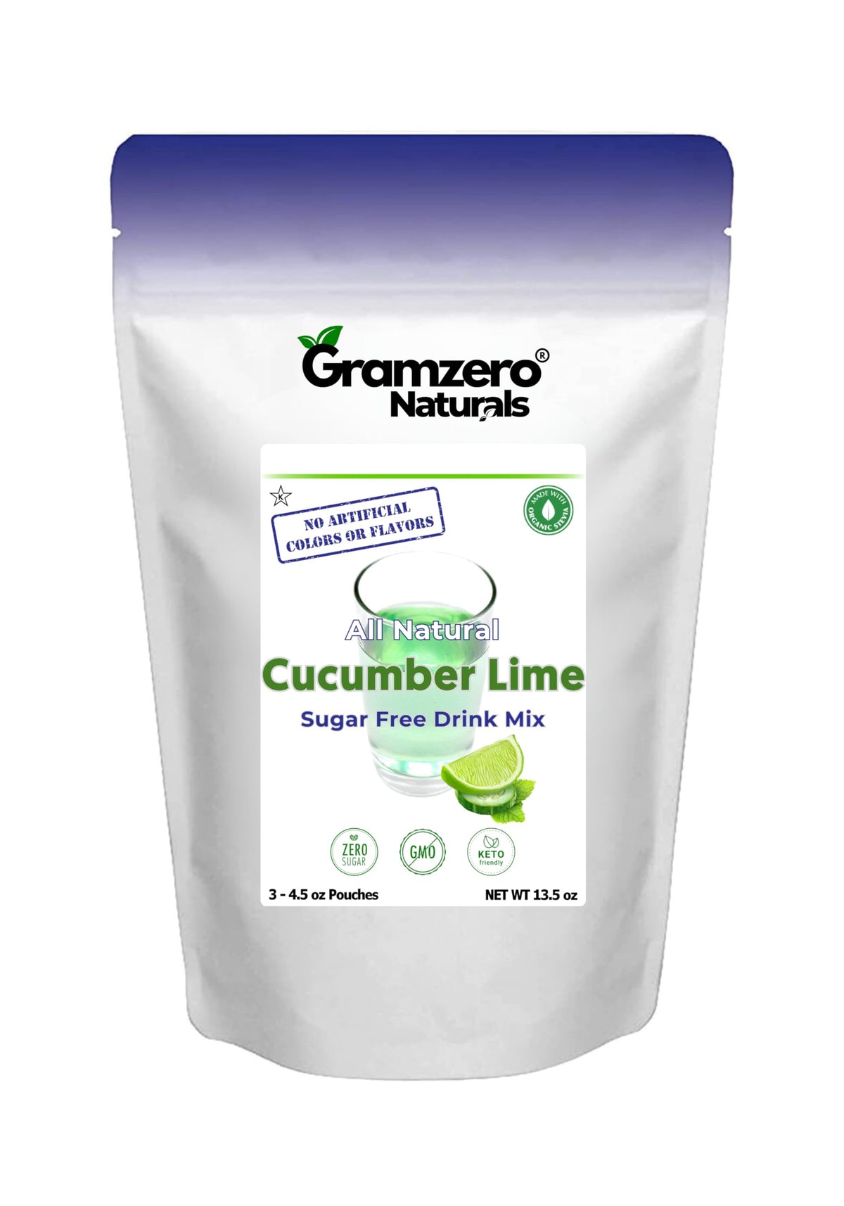 GramZero Cucumber Lime Zero-Calorie Drink Mix | Stevia-Sweetened & Keto Friendly