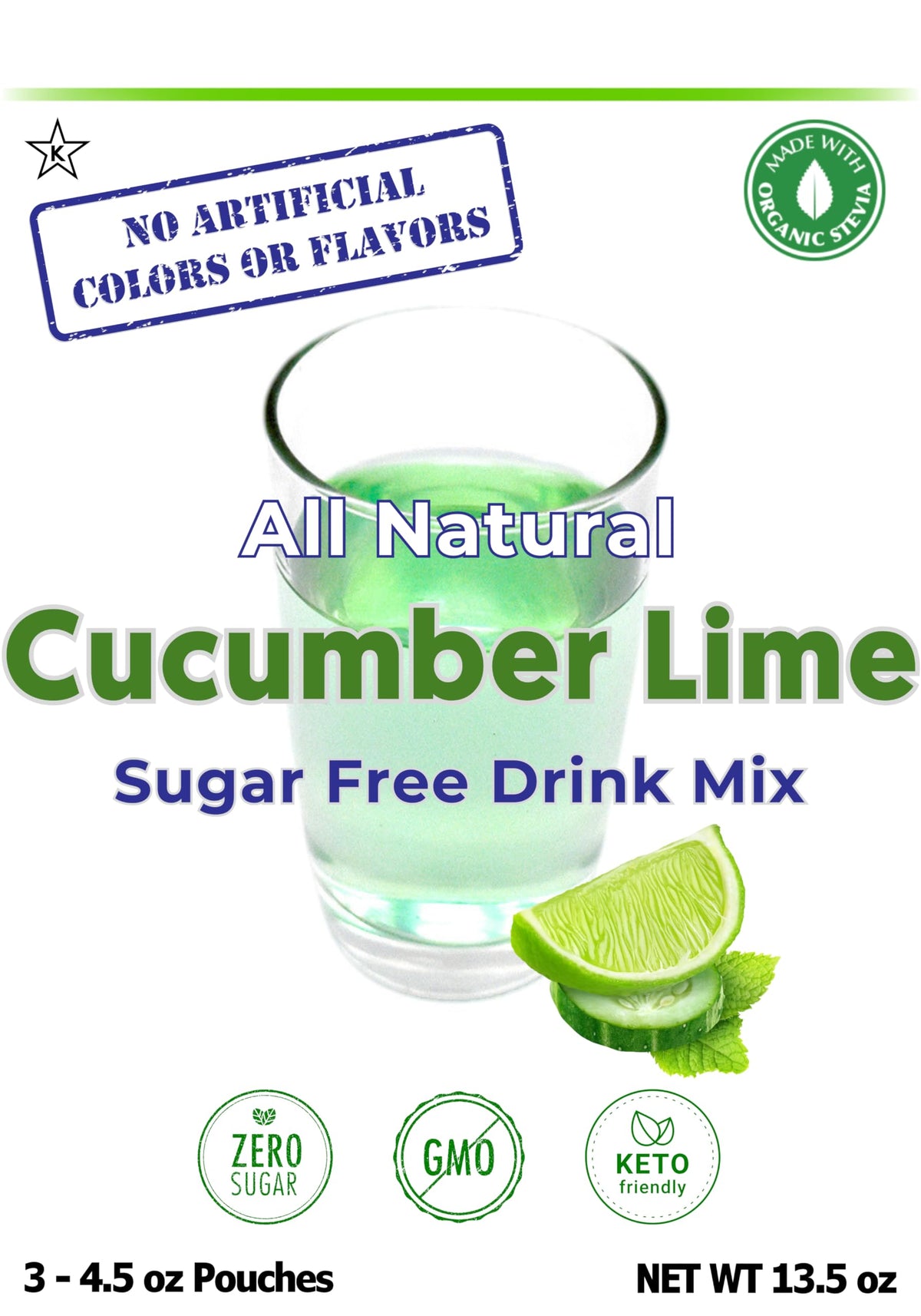 GramZero Cucumber Lime Zero-Calorie Drink Mix | Stevia-Sweetened & Keto Friendly