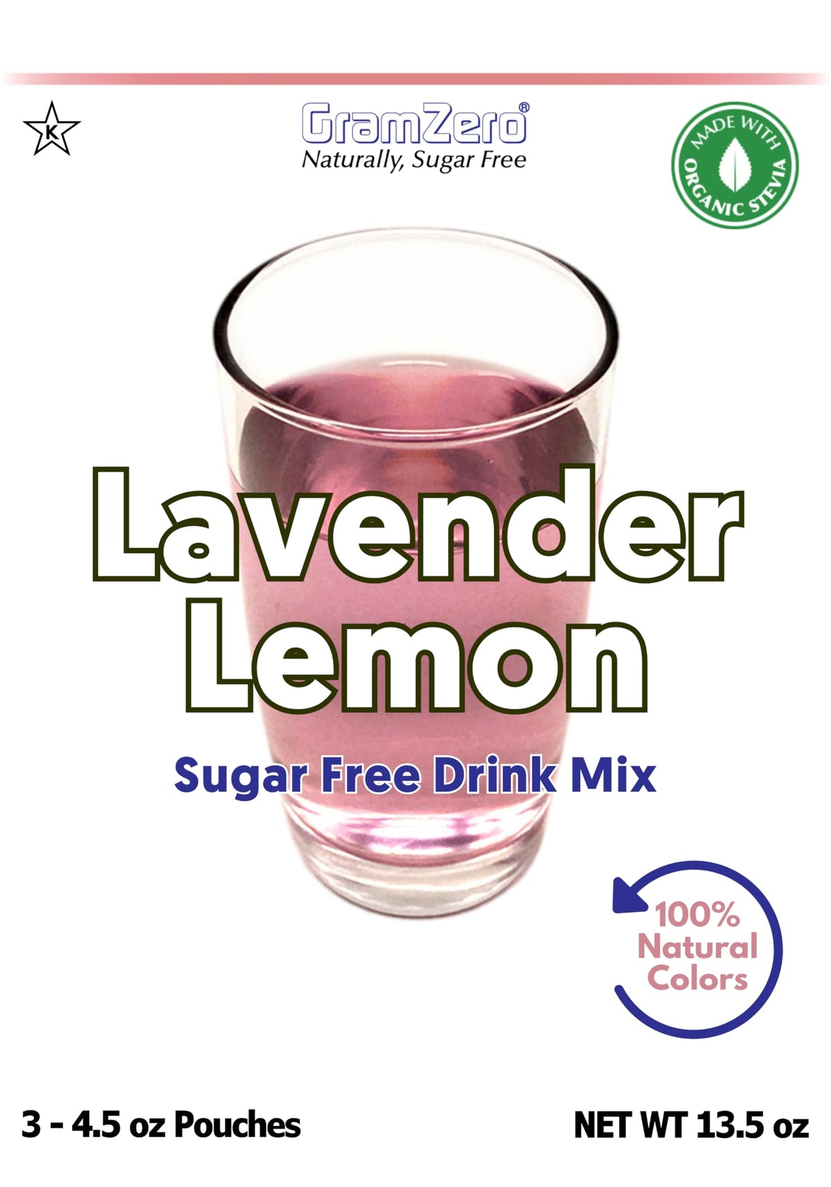 GramZero Lavender Lemon Zero Calorie Drink Mix – Organic Stevia Sweetened, Keto Friendly