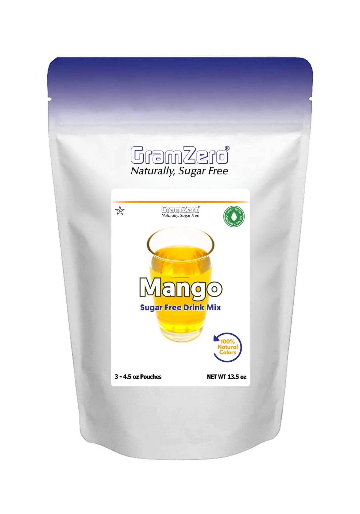 GramZero Mango Zero Calorie Sugar Free Drink Mix | Stevia-Sweetened, Keto Friendly