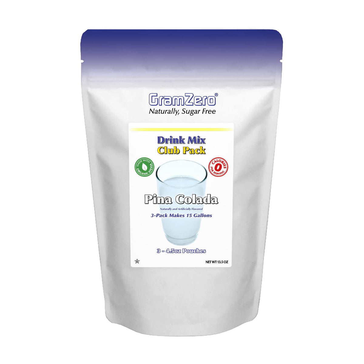 GramZero Pina Colada Zero Calorie Sugar Free Drink Mix | Keto Friendly & Stevia Sweetened