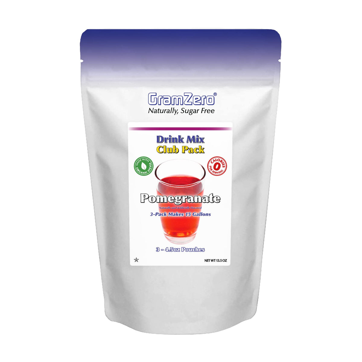 GramZero Pomegranate Zero Calorie Drink Mix – Sugar Free, Stevia Sweetened, Keto Friendly