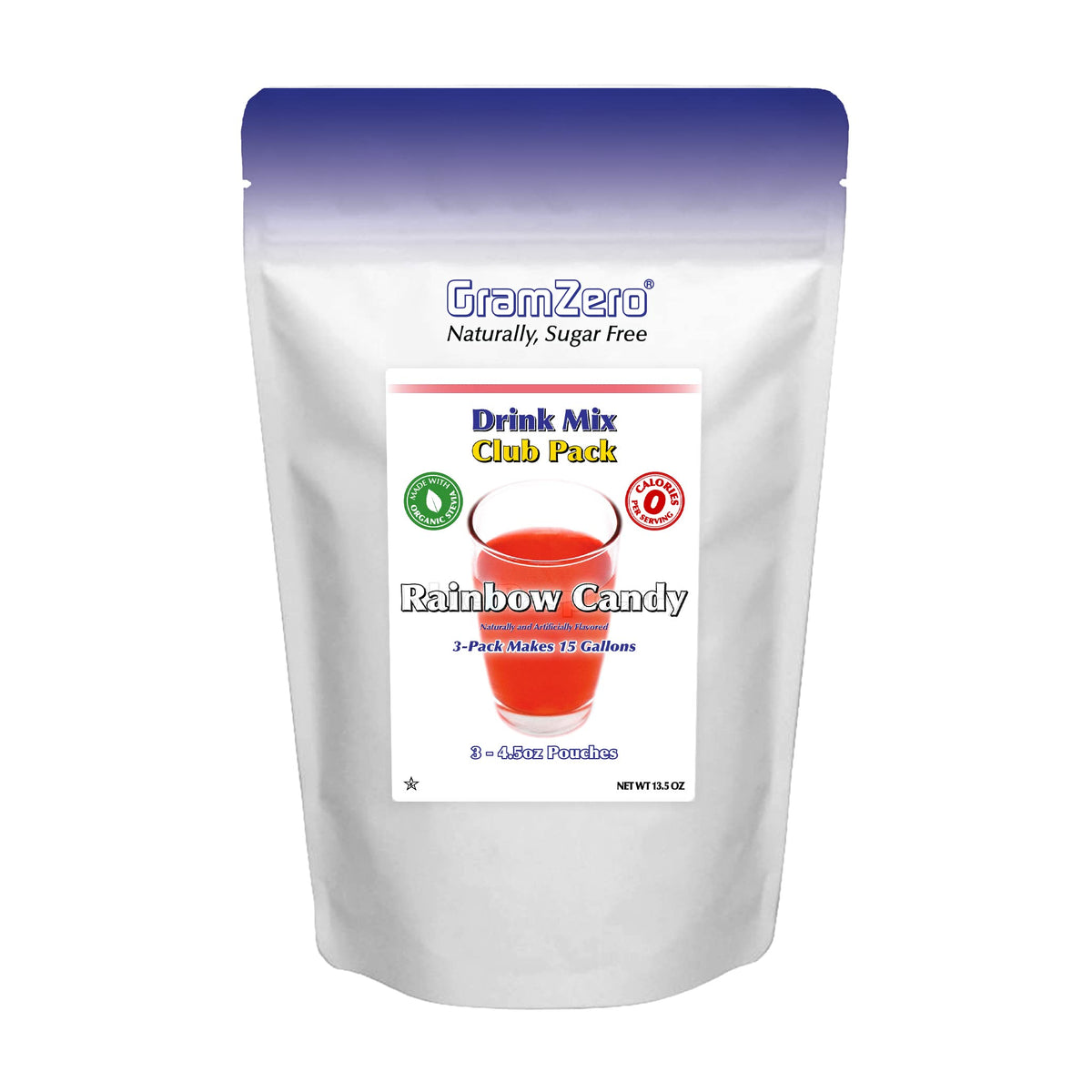 GramZero Rainbow Candy Zero Calorie Drink Mix – Stevia Sweetened, Keto Friendly