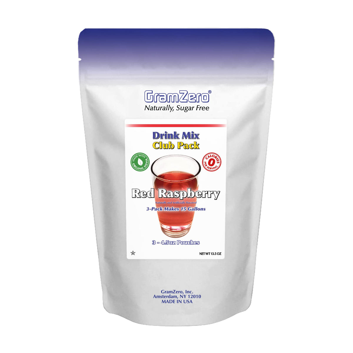 GramZero Red Raspberry Zero Calorie Sugar Free Drink Mix – Keto & Stevia-Sweetened
