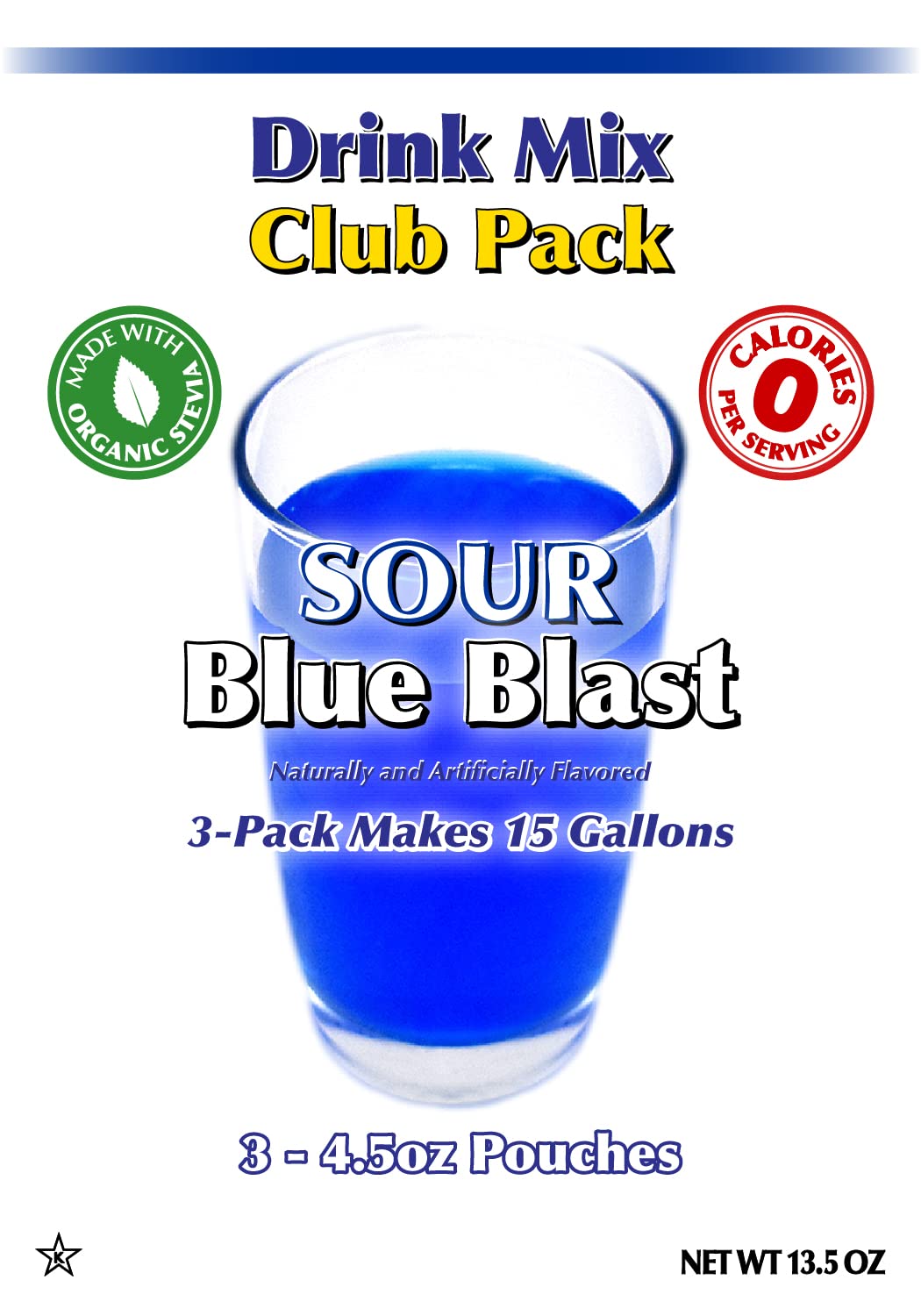GramZero Sour Blue Blast Zero Calorie Drink Mix – Keto, Sugar Free, Stevia Sweetened