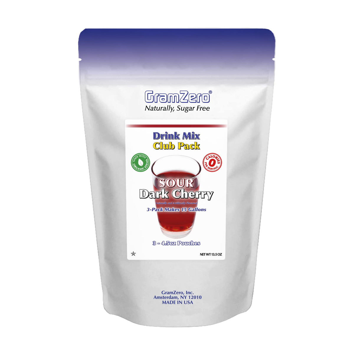 GramZero Sour Dark Cherry – Zero Calorie Sugar Free Drink Mix, Keto Friendly