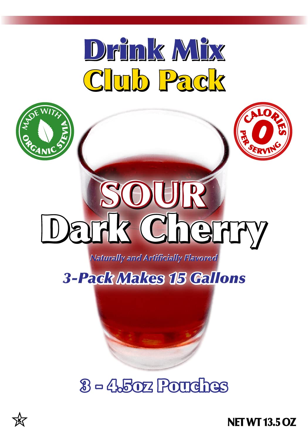 GramZero Sour Dark Cherry – Zero Calorie Sugar Free Drink Mix, Keto Friendly