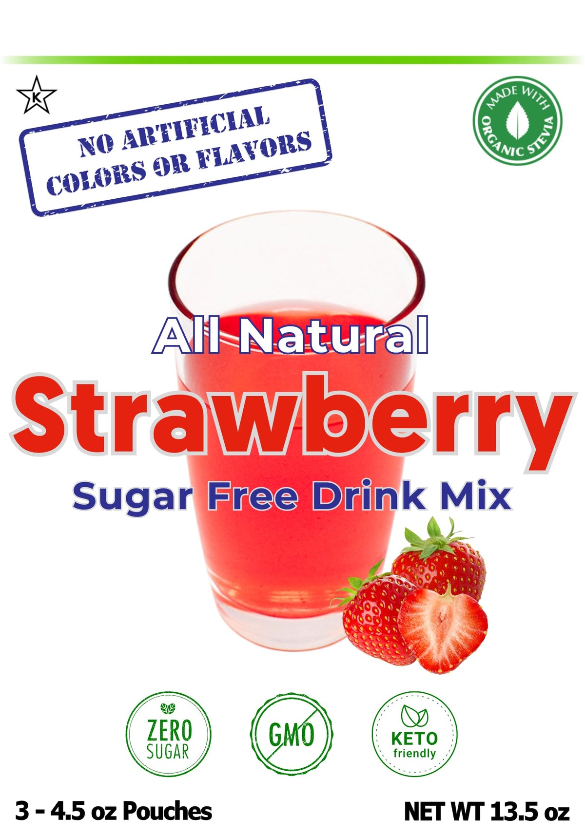 GramZero Strawberry Zero Calorie Drink Mix – Sugar Free, Keto Friendly