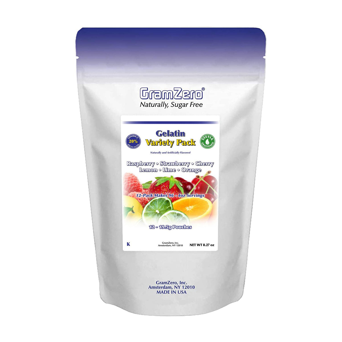 GramZero Variety Sugar Free Gelatin Mix 12-Pack – Keto-Friendly, Stevia-Sweetened Desserts