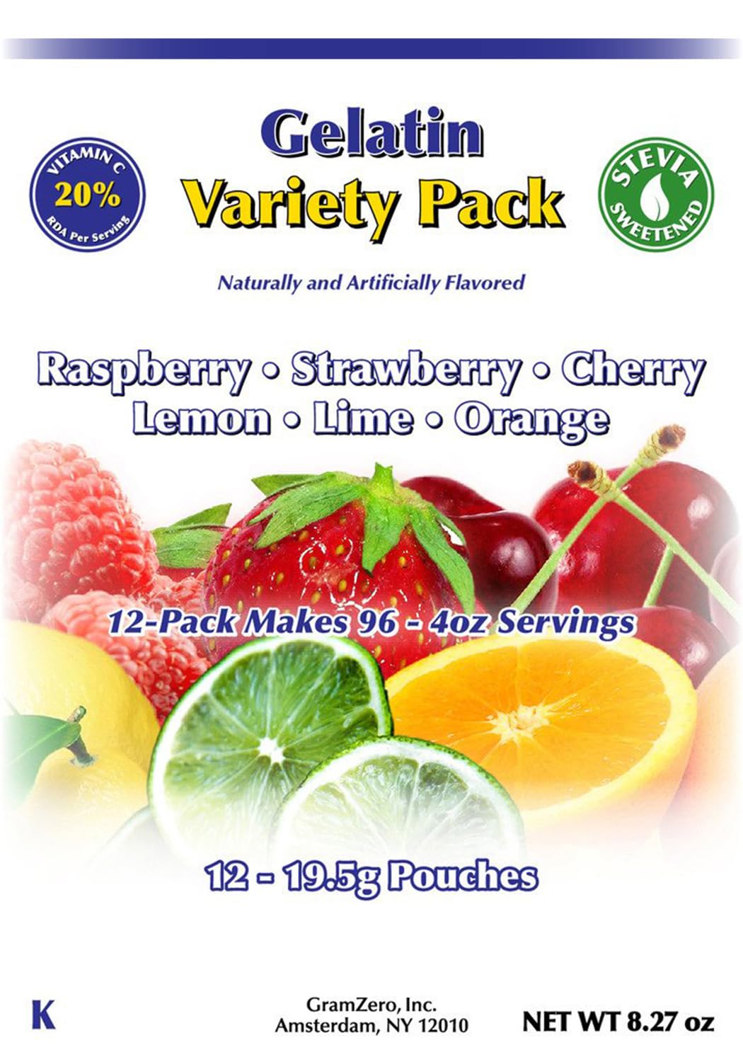 GramZero Variety Sugar Free Gelatin Mix 12-Pack – Keto-Friendly, Stevia-Sweetened Desserts