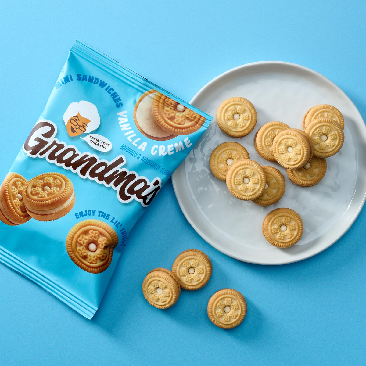 Grandma's Mini Cookies Vanilla Sandwich Creme - 24 Pack, 3.71 oz Bags