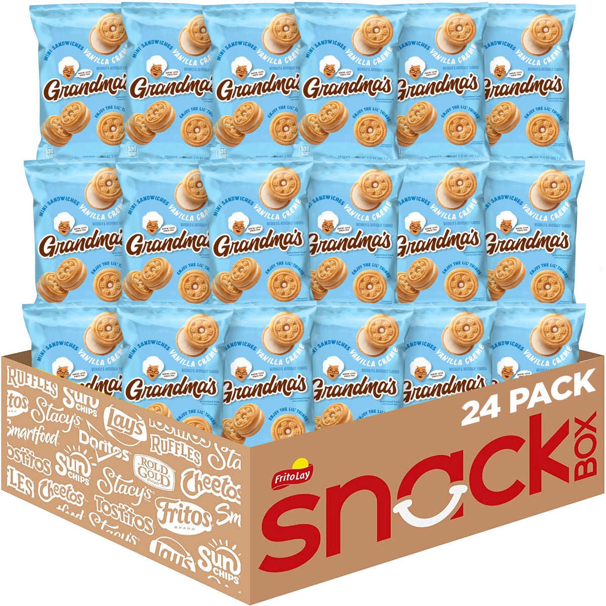 Grandma's Mini Cookies Vanilla Sandwich Creme - 24 Pack, 3.71 oz Bags