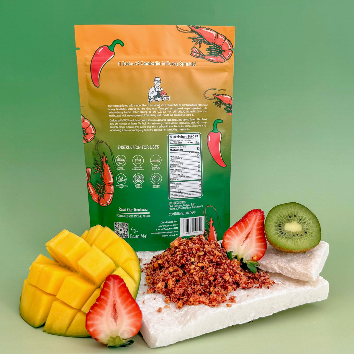GrandpaKong Roasted Shrimp Salt (MILD) – Cambodian Umami Seasoning for Rice, Noodles, Seafood & Snacks | 8 oz
