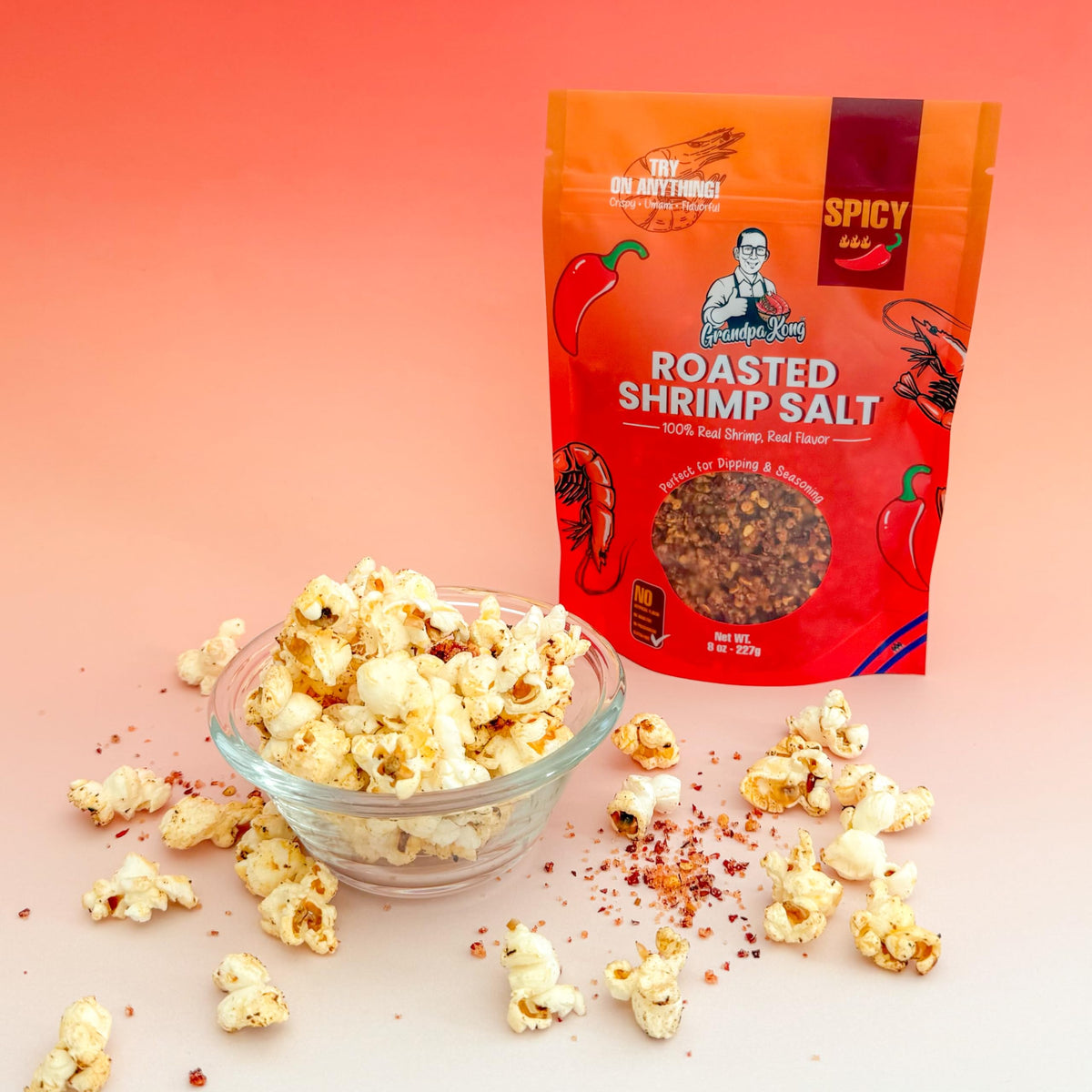 GrandpaKong Roasted Shrimp Salt – Spicy Umami Seasoning with Real Shrimp (8 oz)