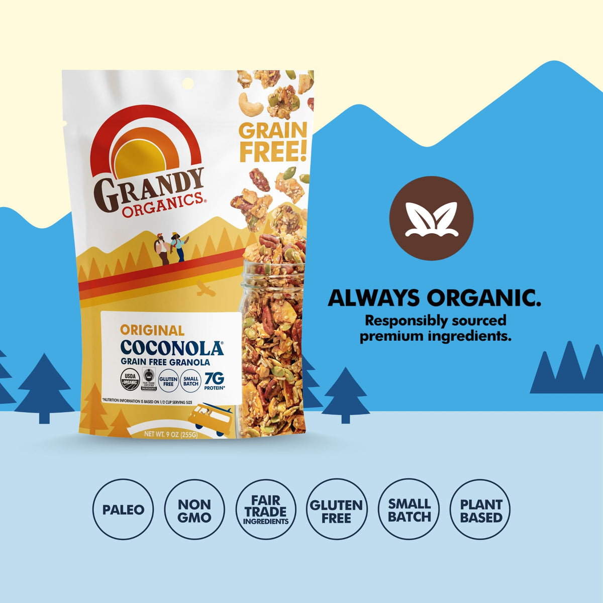 Grandy Organics Original Coconola Granola – Gluten Free, Grain Free, Vegan & Paleo (9oz Pack of 6)