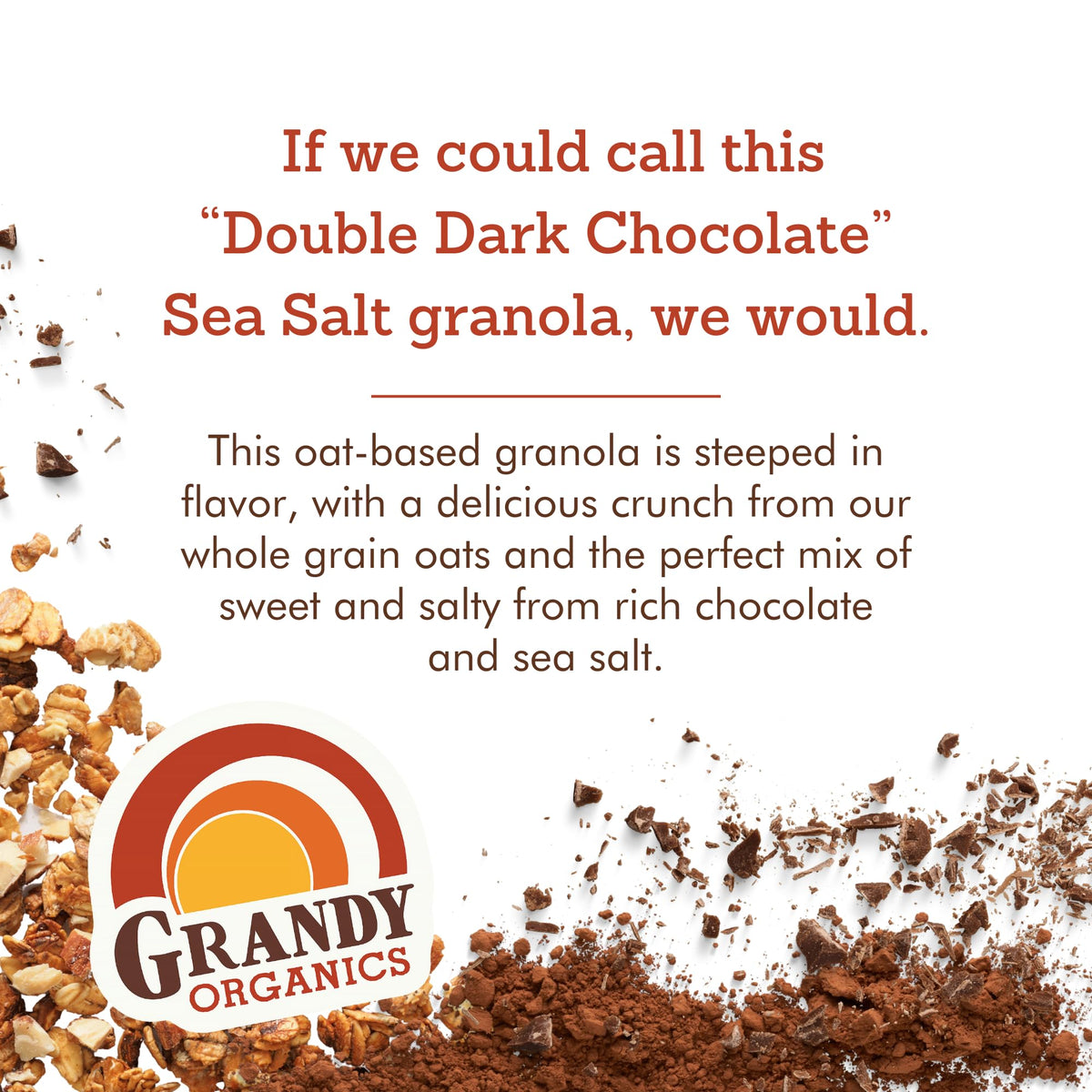 Grandy Organics Dark Chocolate Sea Salt Granola — Organic, Gluten Free, Pack of 3