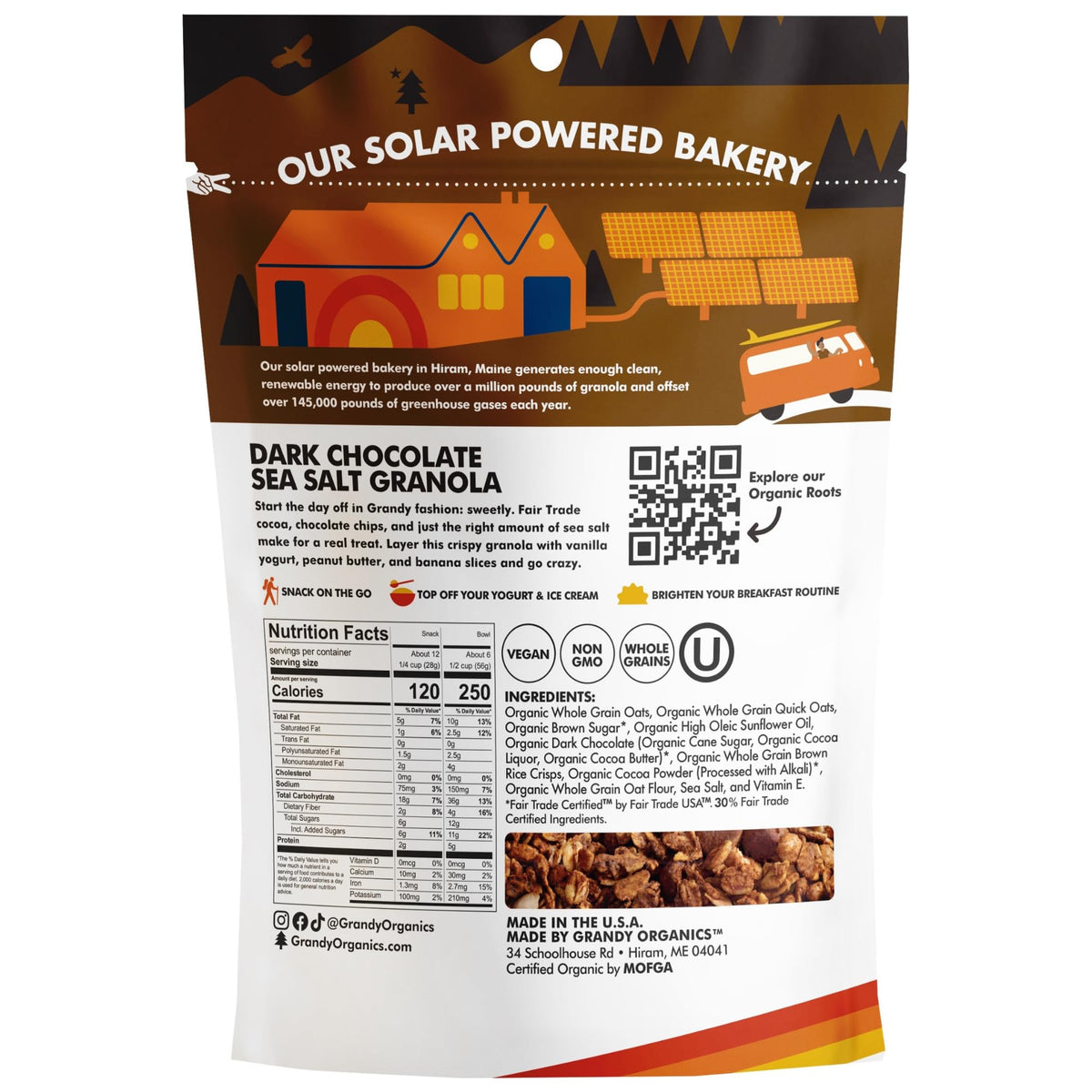 Grandy Organics Dark Chocolate Sea Salt Granola — Organic, Gluten Free, Pack of 3