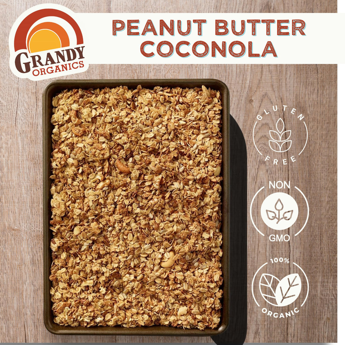 Grandy Organics Peanut Butter Coconola Granola – Organic, Gluten Free, Grain Free | Pack of 3 (9oz Each)
