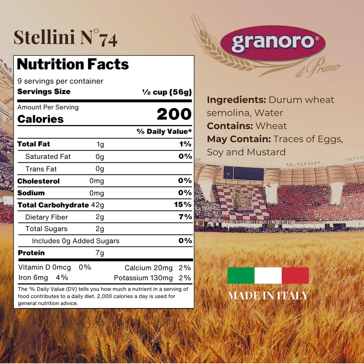 Granoro I Classici Stelline #74 – Star Pasta for Soups (Non-GMO, Vegan), 4x1 lb Bags