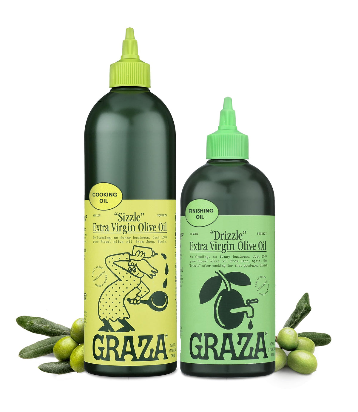 Graza Sizzle & Drizzle EVOO Variety Pack – Peak Harvest, Single-Origin Spain