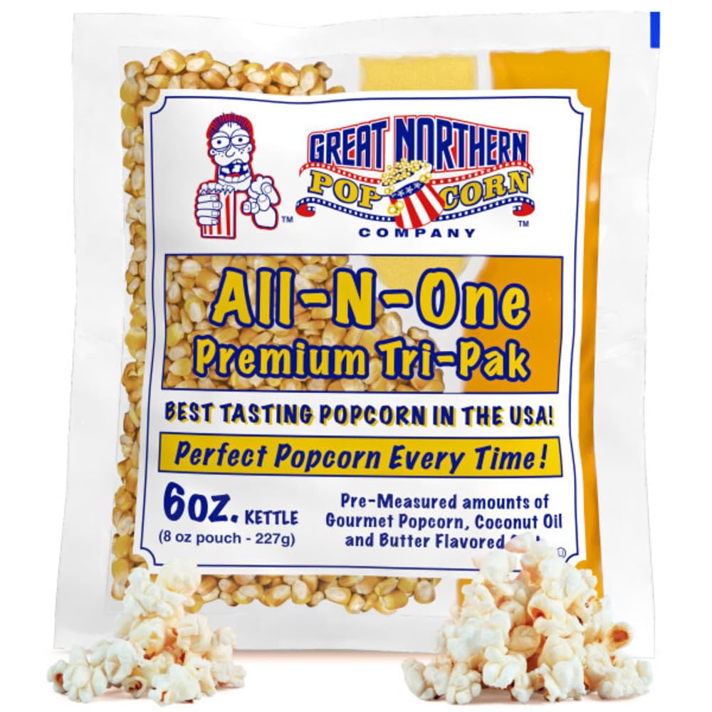 Great Northern Popcorn 6oz Popcorn Packets – All-in-One Kernels, Oil & Salt (24 Pack)