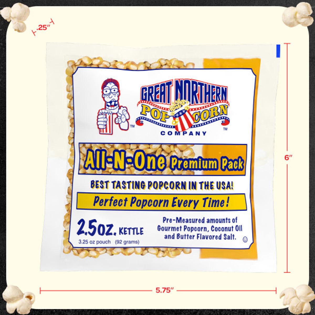 Great Northern Movie Theater Style 12-Pack Popcorn Packs – Pre-Measured 2.5 oz
